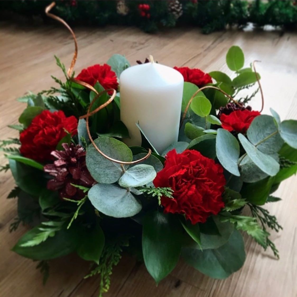 Red Carnation & Eucalyptus Wreath